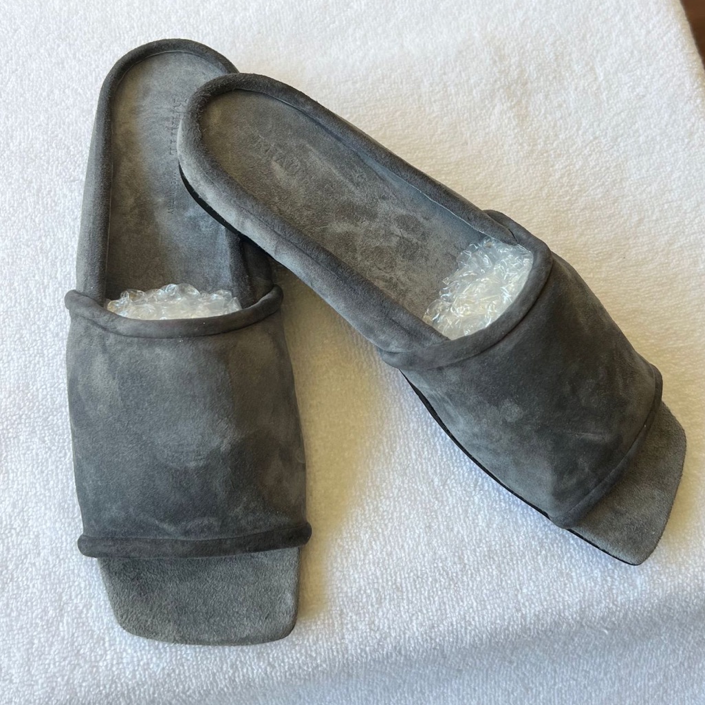 Khaite The Stagg Flat Sandals- Gray